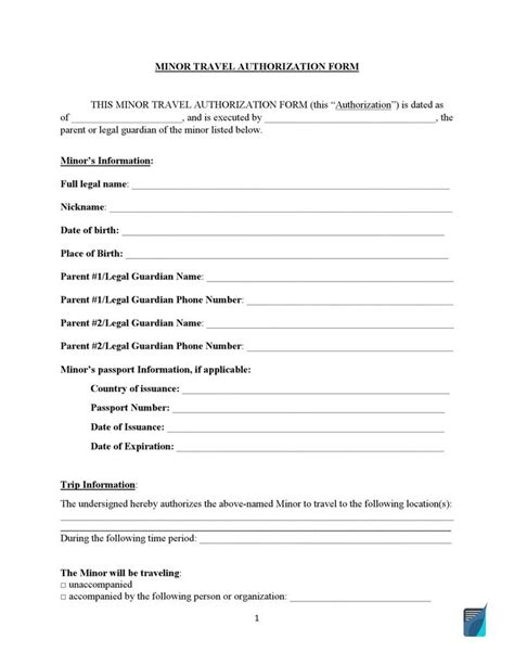 Costum Minor Travel Consent Form Template Doc Example In 2024 Travel