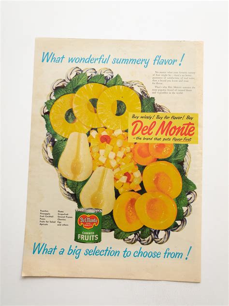 Vintage Del Monte Canned Fruits Advertisement from 1949 | Etsy