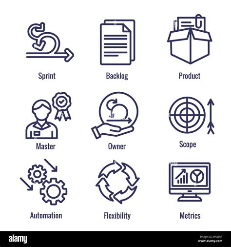 Agile Scrum Process Development With Icon Set Stock Vector Image And Art