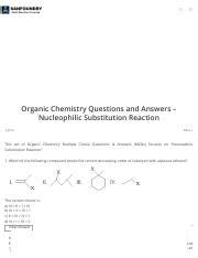 Nucleophilic Substitution Reaction Organic Chemistry Questions And