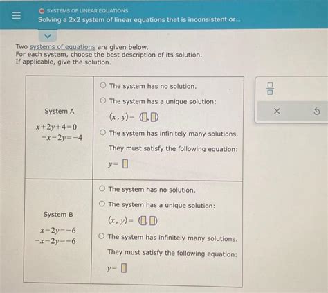 Solved Two Systems Of Equations Are Given Below