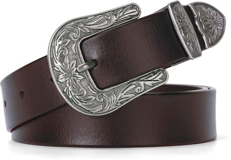 Viannchi Ceinture Femme Cowboy En Cuir V Ritable Avec Boucle Grav E