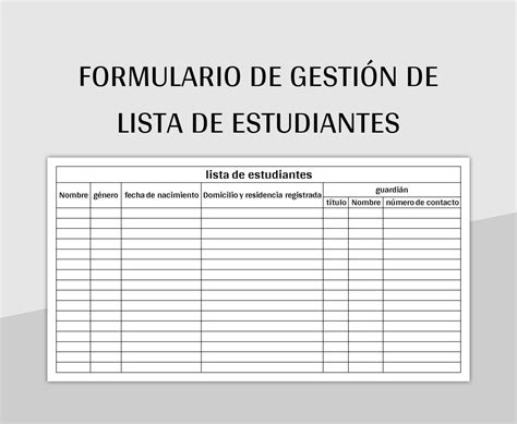 Plantilla De Excel Formulario De Gesti N De Lista De Estudiantes Y Hoja