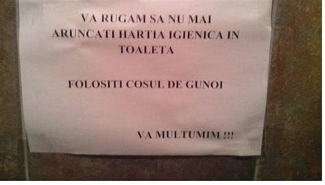 BANCUL ZILEI Vă rugăm să nu mai aruncați hârtia igienică în toaletă