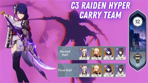 C Raiden Shogun Hyper Carry Team Slashing Both Halves Of Floor