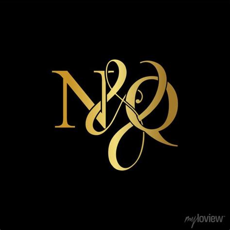 Initial Letter N Q Nq Luxury Art Vector Mark Logo Gold Color Wall