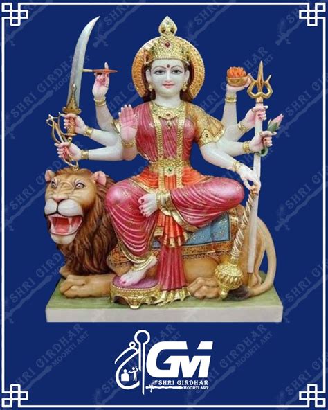 Multicolor Painted Durga Ma Marble Statue For Worship At Rs 20000 In