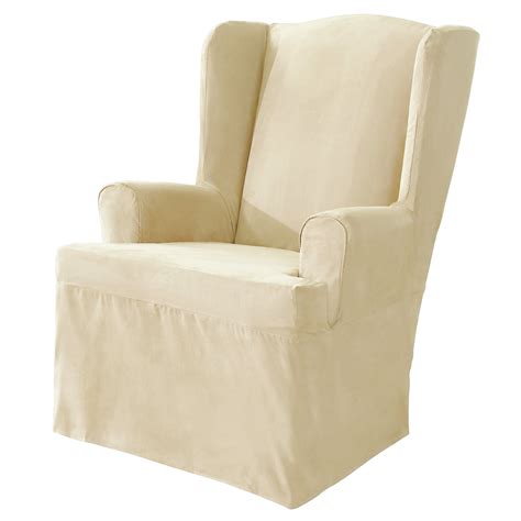 Sure Fit Soft Suede Wing Chair T Cushion Slipcover | eBay