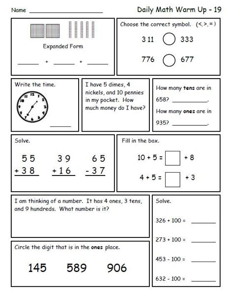 2nd Grade Daily Math Review Worksheets