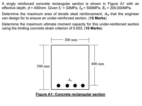 Solved A Singly Reinforced Concrete Rectangular Section Is Shown In