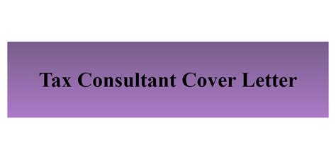 Tax Consultant Cover Letter