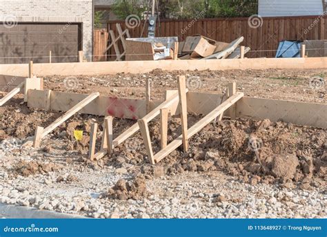 Strip Footing Foundation Construction A Close Up Of A Strip House