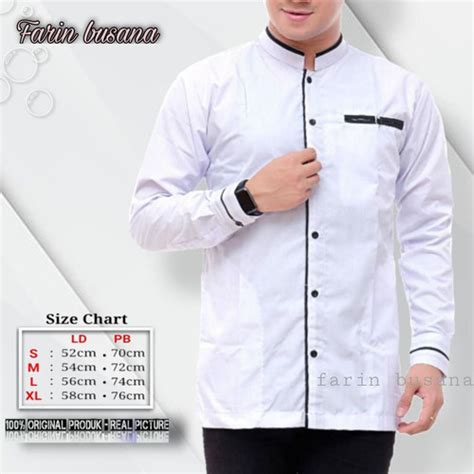 Jual Koko Putih Lengan Panjang Koko El Rumi Terbaru Baju Koko Warna Putih Putih S Kab