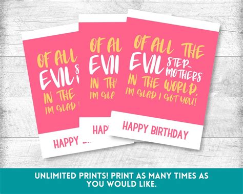 Evil Stepmother Birthday Card Step Mom Birthday Card Stepmom Birthday