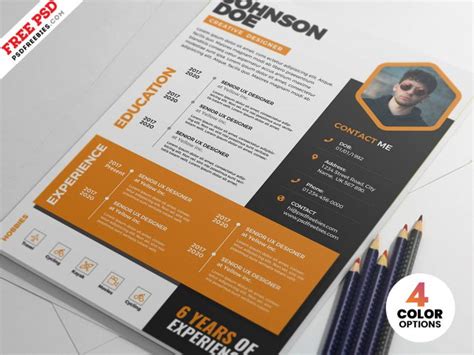 Premium Creative Resume Template Psd Psdfreebies