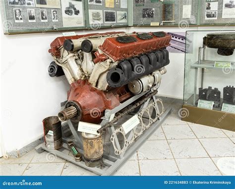 Tank Motor In Museum Of History Of The T 34 Tank Editorial Stock Photo