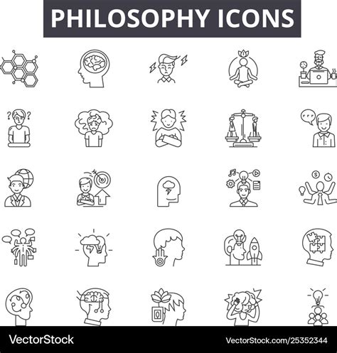 Philosophy Line Icons Signs Set Linear Royalty Free Vector