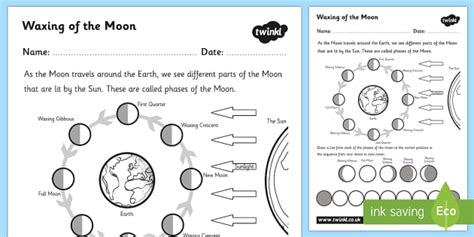 Phases Of The Moon Worksheet For Ks L Enseignant A Fait