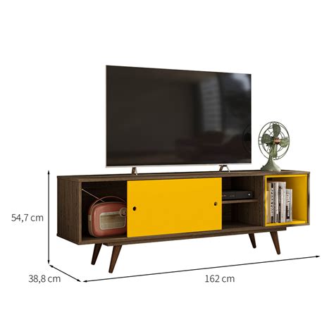 Rack Retrô Goslar Rustik Carvalho e Amarelo 162 cm