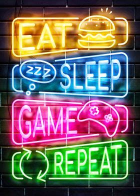 Eat Sleep Game Repeat Poster By Rubina Displate