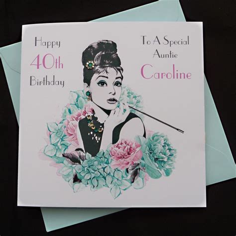 Stunning Personalised Birthday Card Breakfast At Tiffanys Audrey Hepburn Style 40th 50th Or