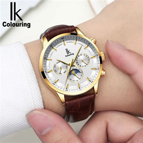 IK Colouring Automatic Luxury Luminous Moon Phase Date Men S Gold Week