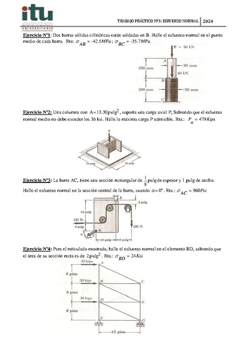 TPNº3 Esfuerzo Normal 2024 TRABAJO PRÁCTICO Nº 3 ESFUERZO NORMAL