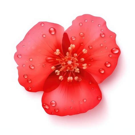 Premium Photo A Red Flower With Water Drops On It