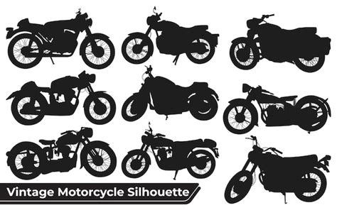 Colección de vectores de siluetas de motos vintage Vector Premium