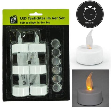 X Led Teelicht Mit Timer Er Set Plastik Warmwei Incl Batterien