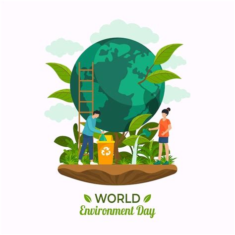 Ilustración Plana Del Día Mundial Del Medio Ambiente Vector Premium