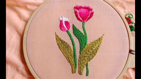 How To Stitch Tulip Flowers Hand Embroidery Tulips Flower All Over