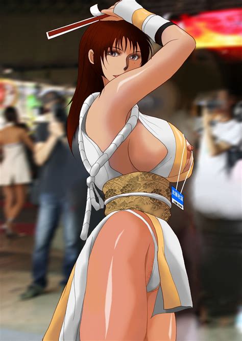 Rule 34 Cosplay Female Human King Of Fighters Looking At Viewer Mai Shiranui Nipple Slip Pubic