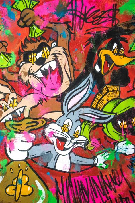 For The Team Ft Bugs Bunny Taz Coyote Marvin Painting By Carlos