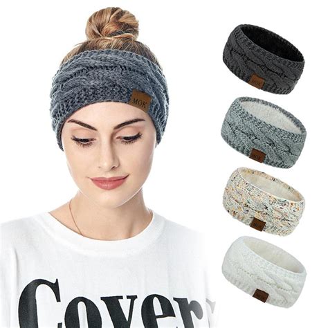 Cheap Wide Knitting Woolen Headband Winter Warm Ear Hair Band Headwraps