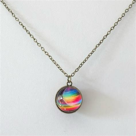 3D Rainbow Saturn Rings Planet Globe Unique Glass... - Depop