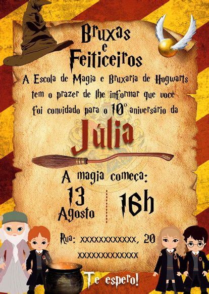 Convite Digital Harry Potter Ou Hermione Elo Produtos Especiais