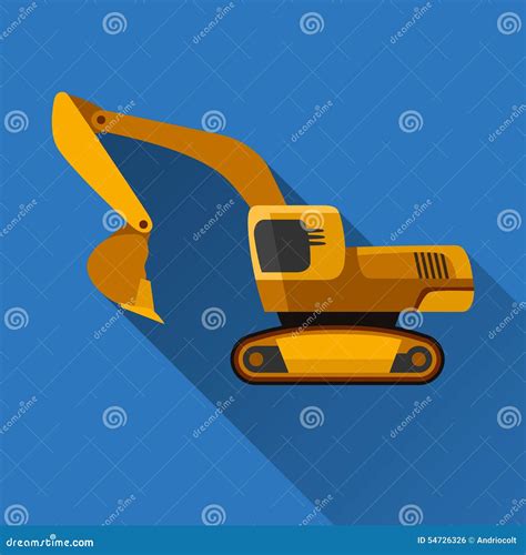 Excavator Flat Vector Illustration Cartoondealer