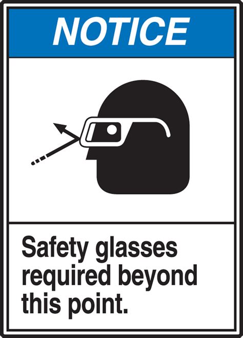 Safety Glasses Required Beyond This Point Ansi Safety Sign Mrpe808