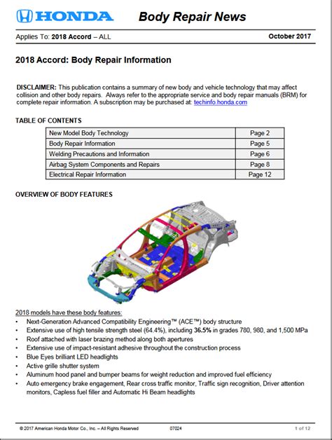 Honda Accord 2018 2019 10th Generation Hybrid Service Manual Wiring Diagrams