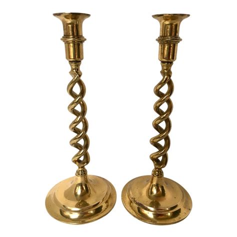 Vintage Brass Double Spiral Candle Holders Pair Chairish