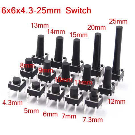 Mini interruptor de botón táctil momentáneo PCB Panel de 6x6mm DIP 4