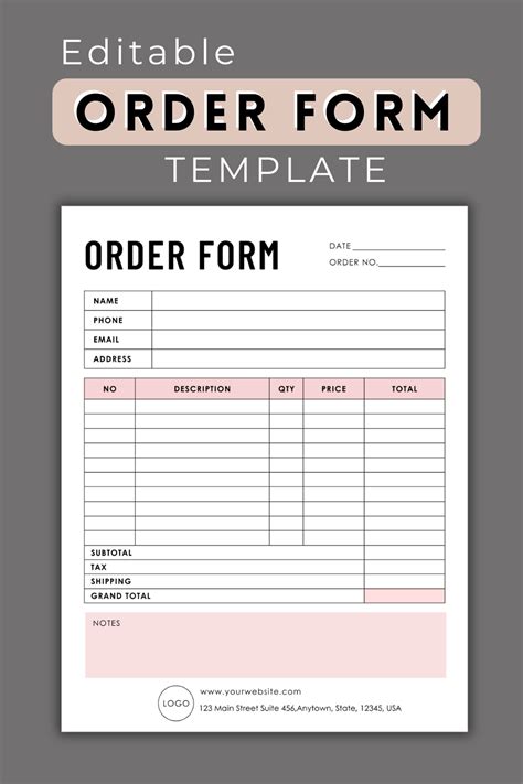 Editable Cake Order Form Small Business Order Forms Template Printable