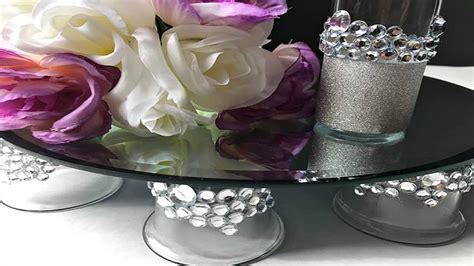 Diy Bling Mirrored Wedding Cake Stand Vanity Tray Centerpiece