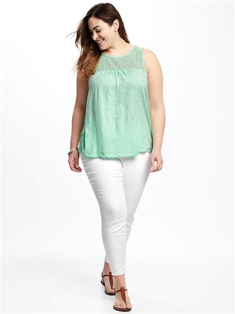 Relaxed Plus Size Lace Yoke Tank Old Navy