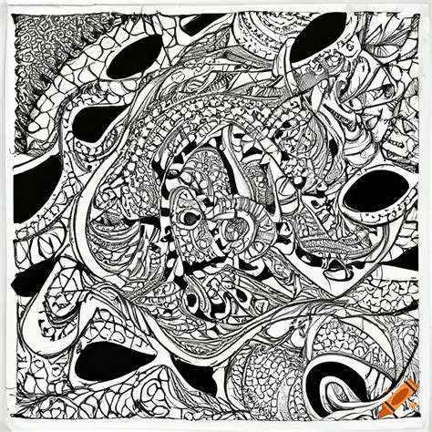 Black And White Zentangle Artwork With Intricate Shapes On Craiyon