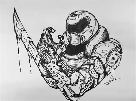 Doom Slayer Helmet Drawing