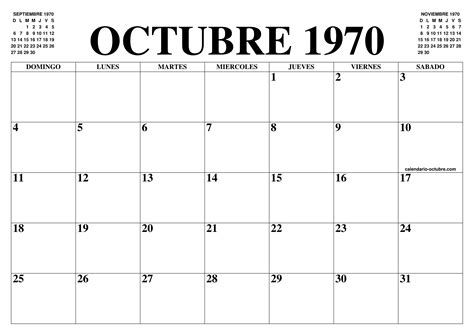 Calendario Octubre El Calendario Octubre Para Imprimir Gratis