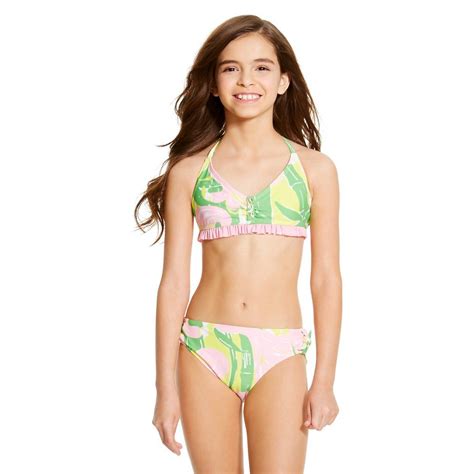 Lilly Pulitzer For Target Girls Bikini Swimsuit Set Fan Dance