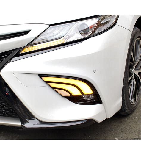 FOR 18 2020 TOYOTA CAMRY SE XSE LED FOG LAMP BEZEL CLEAR FOG LIGHT LENS